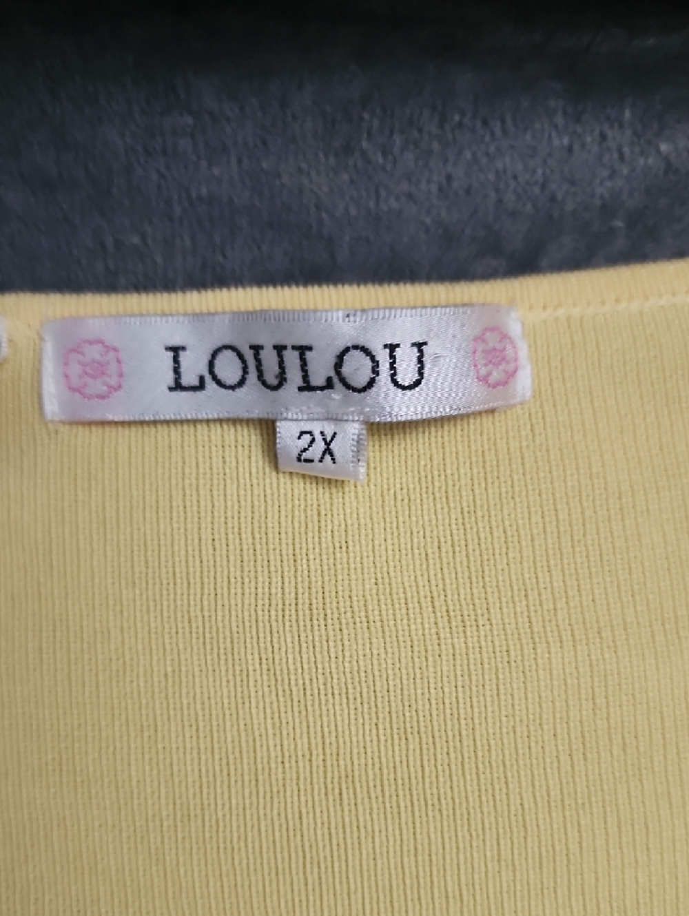 Yellow Embroidered V-Neck Short Sleeve Sweater Top- Brand Is LOULOU - Picture 2 of 9